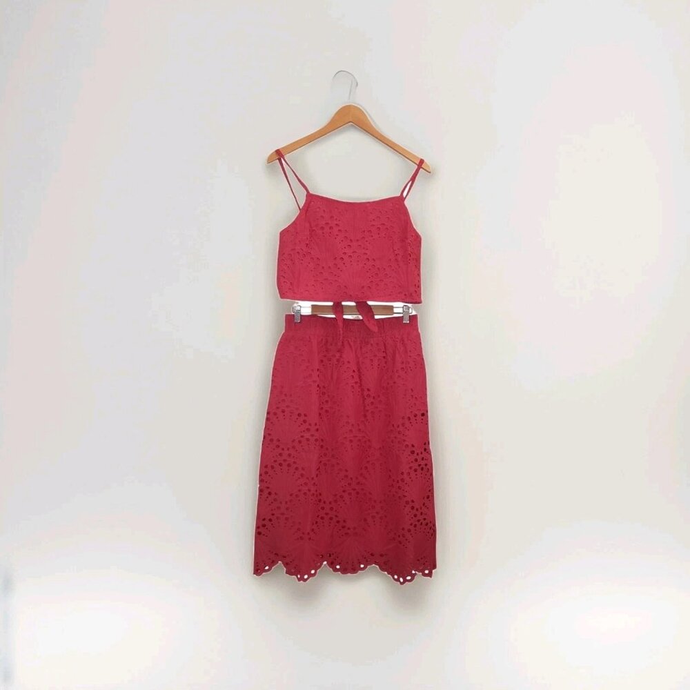 Andie Santiago Crop Top Mona Skirt Set Sz M Rosette Cotton Eyelet Summer Outfit